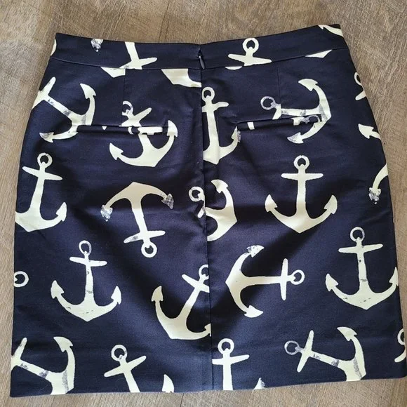 J. Crew Women's Size 0 Dizzy Anchors Postage Stamp Mini Skirt Nautical NEW - Picture 3 of 11